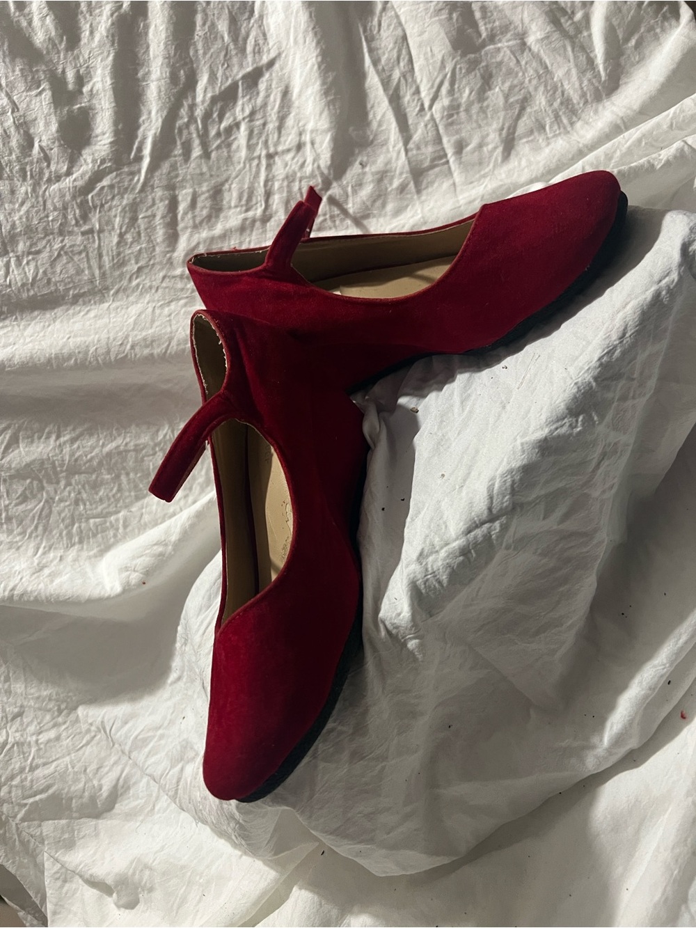 Forever 21 Deep Red Suede Mary Jane Heels